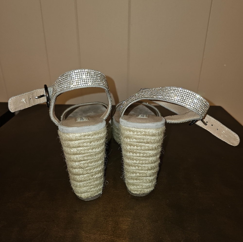 Silver Rhinestone Wedge Sandals - Picture 3 of 7